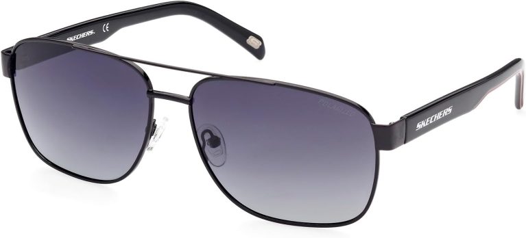 Skechers SE6160, coloris Shiny Black, largeur de verre 63 mm, verres polarisés
